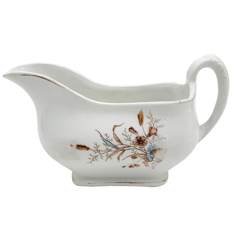 Vintage Maddock & Co Royal Stone China Gravy Boat Burslem England Pink Dianthus